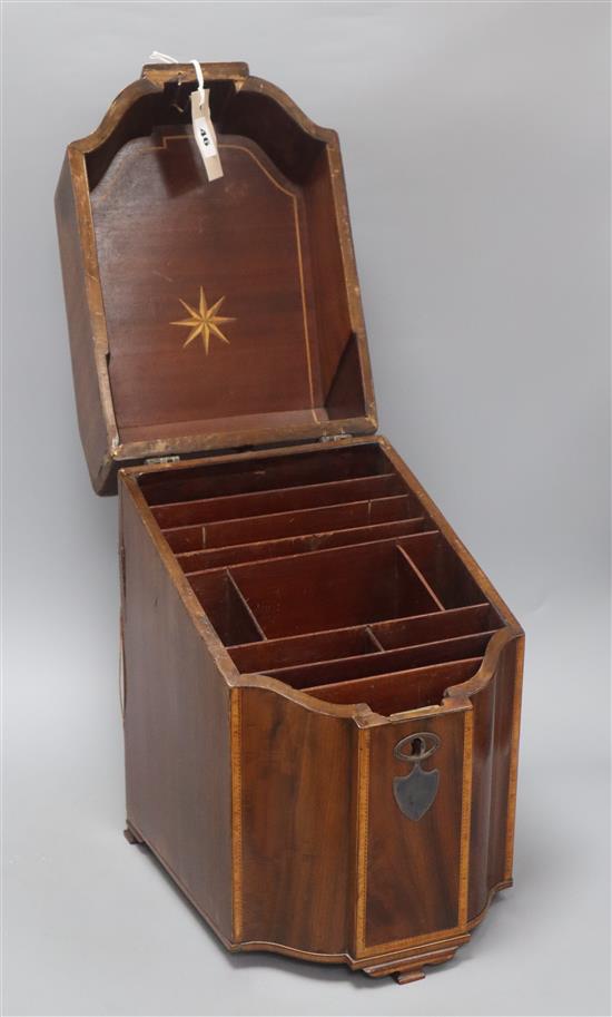 A George III mahogany knife box, with later interior height 38cm